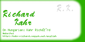 richard kahr business card